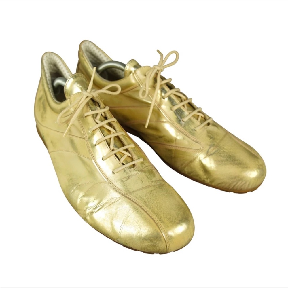 Jean Baptiste Rautureau Golden Leather Sneakers Mens EU 41 Luxury City Designer